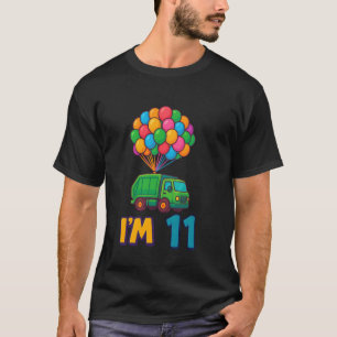 11e verjaardag vuilniswagen ballon cartoon ik ben  t-shirt