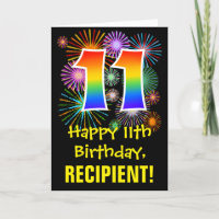 11e verjaardag: Vuurwerk Fun Pattern + Regenboog 1
