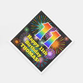 11e verjaardag: Vuurwerk Fun Pattern + Regenboog 1 Servet (Hoek)