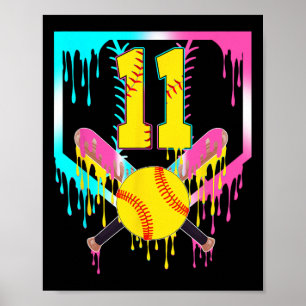 11e verjaardag Zachte thuisplaat druipend ijs 11 j Poster