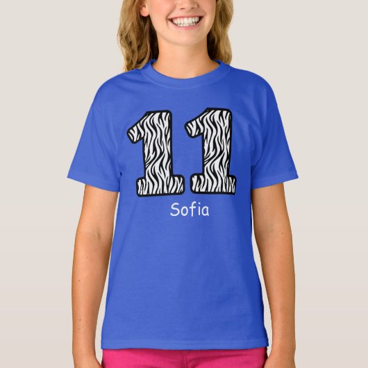 11e verjaardag ZEBRA, aangepaste naam V10 T-shirt (Voorkant)