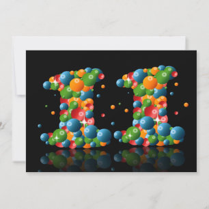 11e verjaardagsfeest, met bubbels en ballen kaart