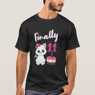 11e verjaardagsfeestje 11 jaar kat eigenaar poes m t-shirt