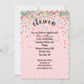11e verjaardagsfeestje confetti uitnodiging (Voorkant)