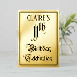11e verjaardagsfeestje — Elegant script + aangepas Folie Uitnodiging
