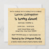 11e verjaardagsfeestje Modern Goud en Zwart Kaart (Achterkant)