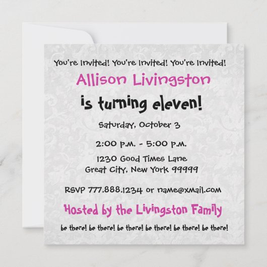 11e Verjaardagsfeestje Modern Zwart en Kleurnummer Kaart (Achterkant)