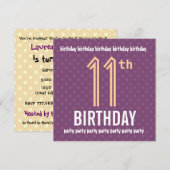 11e verjaardagsfeestje Paarse en perzik polka stip Kaart (Voorkant / Achterkant)