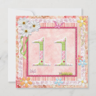 11e verjaardagsfeestje scrapbooking stijl kaart