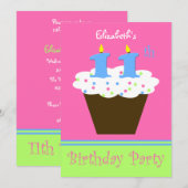 11e Verjaardagsfeestuitnodiging 11 kaarsen Kaart (Voorkant / Achterkant)