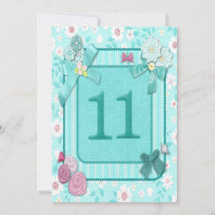 11e verjaardagsfeestuitnodiging kaart