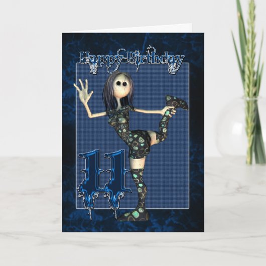 11e verjaardagskaart met Moonies H.I.P Rag Doll Kaart (Voorkant)