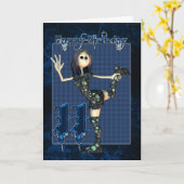 11e verjaardagskaart met Moonies H.I.P Rag Doll Kaart (Gele Bloem)