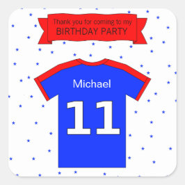 11e verjaardagspartij Aangepaste naam en dank u te Vierkante Sticker