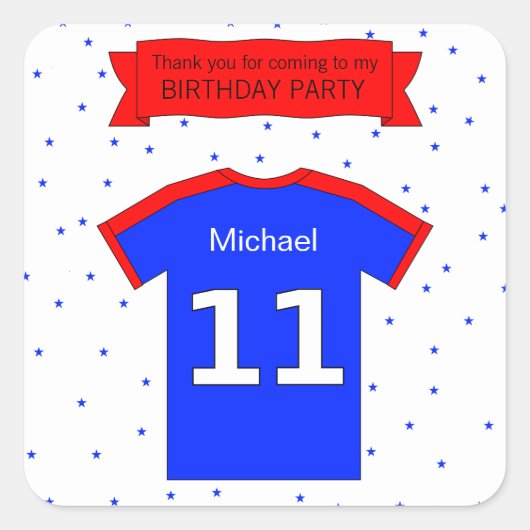 11e verjaardagspartij Aangepaste naam en dank u te Vierkante Sticker (Voorkant)