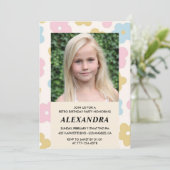 11e verjaardagsuitnodiging Retro Groovy Flowers Sc Kaart (Staand voorkant)