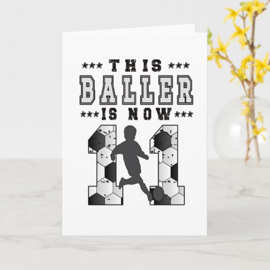 11e Vogeldag Gift Soccer Player 11-jarige jongen Kaart (Gele Bloem)