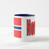 11ox White/Blue Ringer Mok Noorwegen & Vlag (Midden)