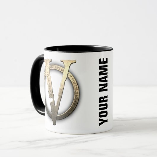 11oz CUSTOM "V" Coffee-Mok Mok (Voorkant links)