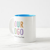 11oz Lichtblauw Binnenste Koffie Mok Naam Bedrijf  (Voorkant links)