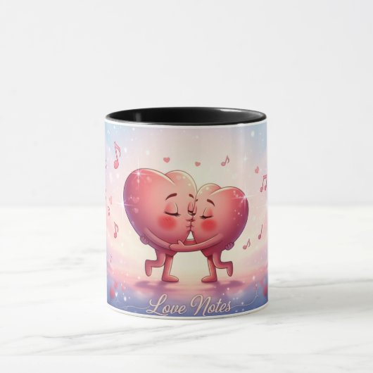 11oz Mok Kissing Hearts "Love Notes" Schattigee mo (Midden)