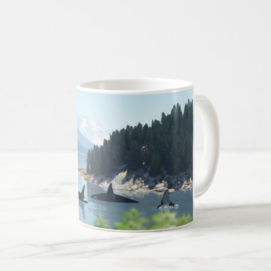 11oz mug with "Orcas in the Inlet" image Koffiemok (Voorkant rechts)