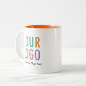 11oz Sinaasappel Inner Coffee Mok Naam & Bedrijf L (Voorkant links)