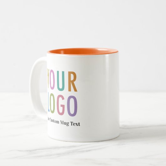 11oz Sinaasappel Inner Coffee Mok Naam & Bedrijf L (Voorkant links)