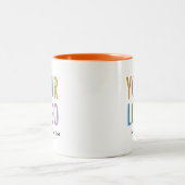 11oz Sinaasappel Inner Coffee Mok Naam & Bedrijf L (Center)