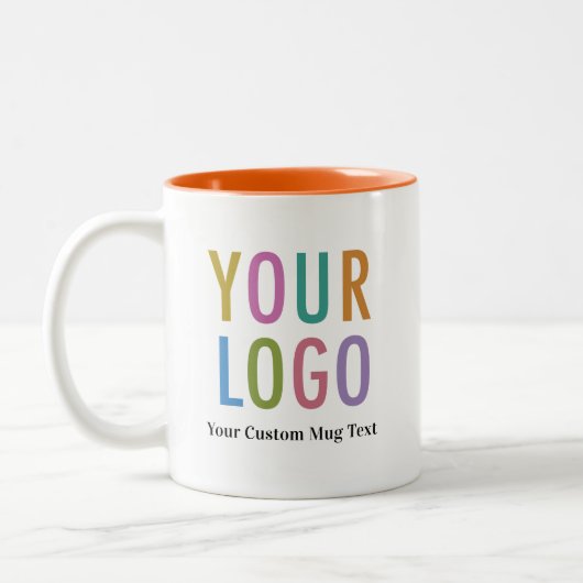 11oz Sinaasappel Inner Coffee Mok Naam & Bedrijf L (Links)