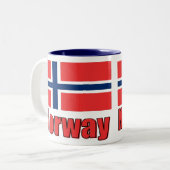 11oz Two Tone Mok Blue\White Noorwegen/Flag (Voorkant links)