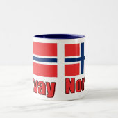 11oz Two Tone Mok Blue\White Noorwegen/Flag (Center)