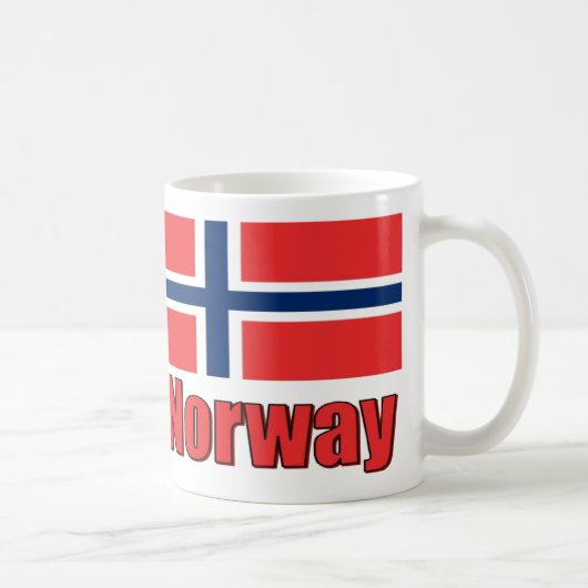 11oz White Porcelan Mok Flag/Noorwegen (Rechts)