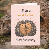 11th anniversary Hedgehogs cuddling Kaart