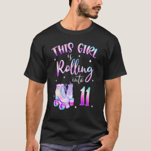 11th Bday Rolling Into 11 Birthday Girl Roller Ska T-shirt