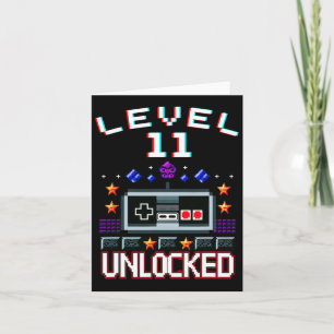 11th Birthday Boy Level 11 Ontgrendeld Grappige Vi Kaart