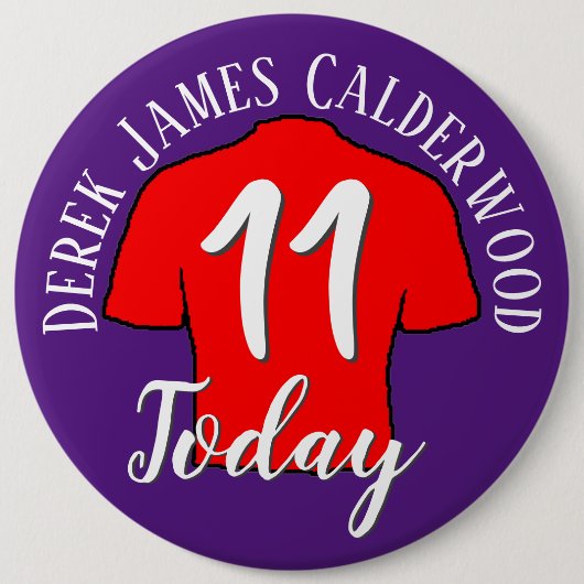 11th Birthday Football Badge to Personalize Button (Voorkant)