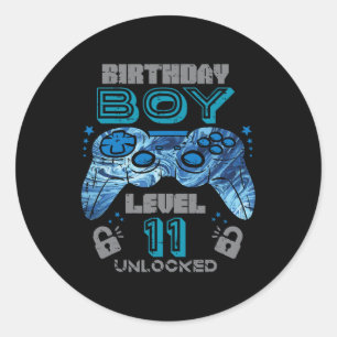 11th Birthday Gamer Level 11 ontgrendelde videogam Ronde Sticker