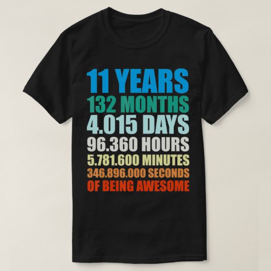 11th Birthday Gift Boy 11 Years Being Awesome  T-shirt (Design voorkant)