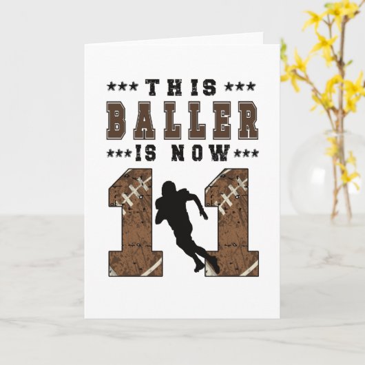 11th Birthday Gift Football Player 11 Year Old Boy Kaart (Gele Bloem)