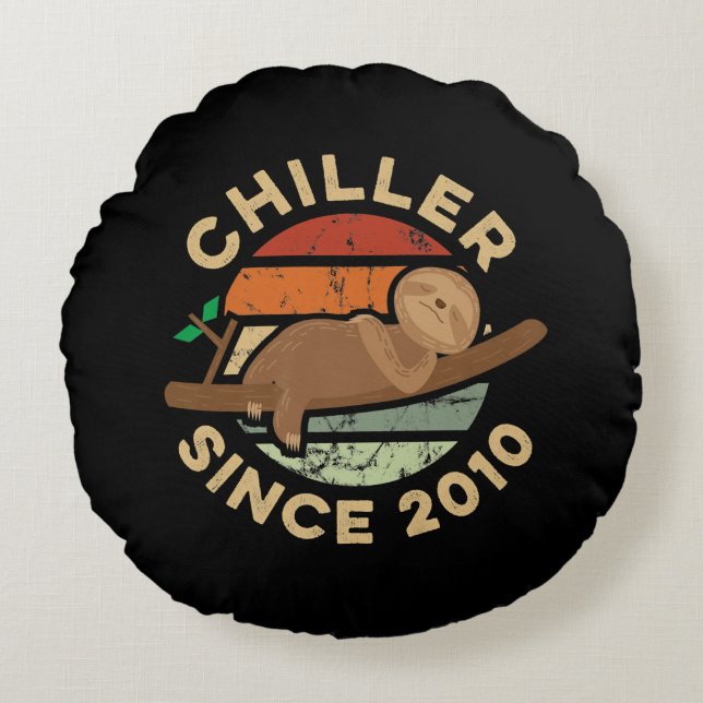 11th Birthday Gift Funny Sloth Themed Chiller Rond Kussen (Voorkant)
