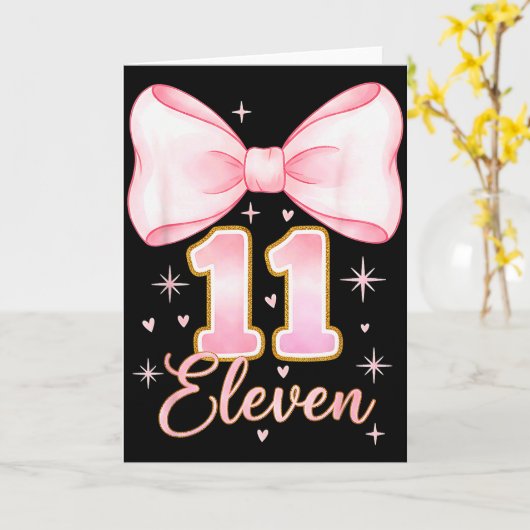 11th Birthday Girl Coquette Bow Its My Eleven Birt Kaart (Gele Bloem)