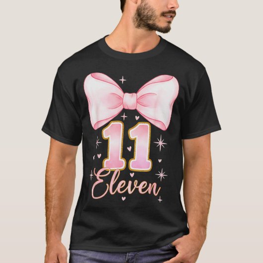 11th Birthday Girl Coquette Bow Its My Eleven Birt T-shirt (Voorkant)