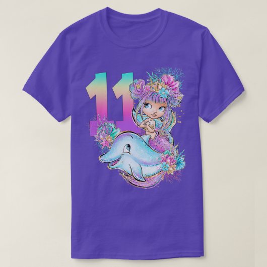 11th Birthday Girl Mermaid Gift Birthday Kind T-shirt (Design voorkant)