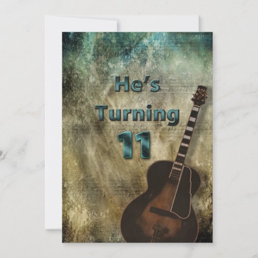 11th Birthday Invitation Boys Grunge Guitar Kaart (Voorkant)
