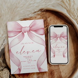 11th Birthday Invitation Pink Coquette Invite Girl Kaart