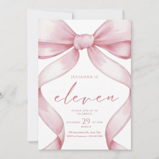 11th Birthday Invitation Pink Coquette Invite Girl Kaart