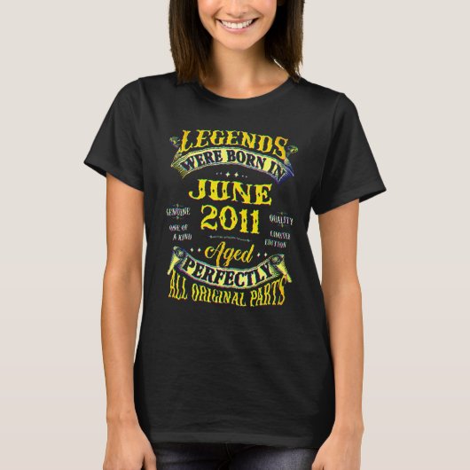 11th Birthday  Legends Born In June 2011 11 Years  T-shirt (Voorkant)