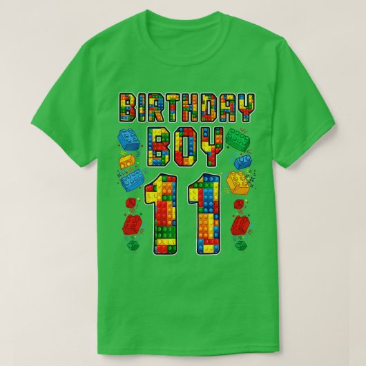 11th Birthday Master Builder 11 jaar oud blok T-shirt (Design voorkant)