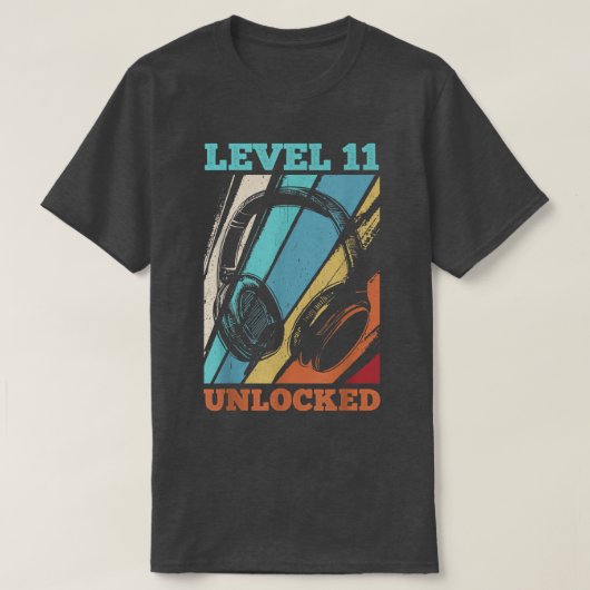 11th Birthday Video Gamer Level 11 Unlocked T-shirt (Design voorkant)